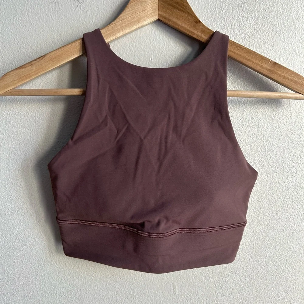 LULULEMON Energy Bra High Neck Longline Tough Dark Oxide Sports Bra Size 4